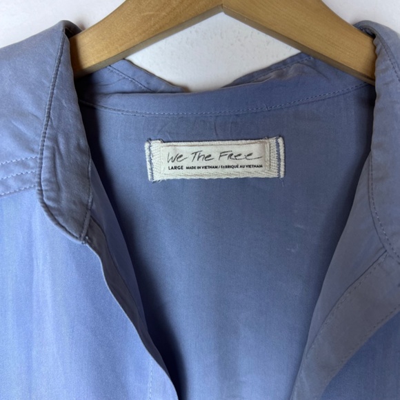 Free People Love Until Tomorrow Hi-Lo Collared Blouse Plunge Neck Line Size L - Picture 7 of 8